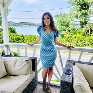 Blue & White Polka Dot Dress